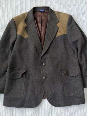 Vintage Pendleton Men’s Herringbone Wool Blazer Brown